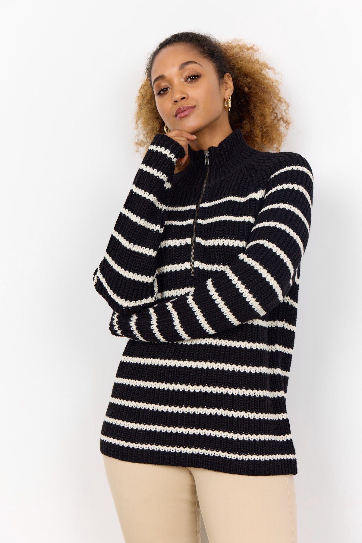 SC-REMONE STRIPE 33 Pullover Svart