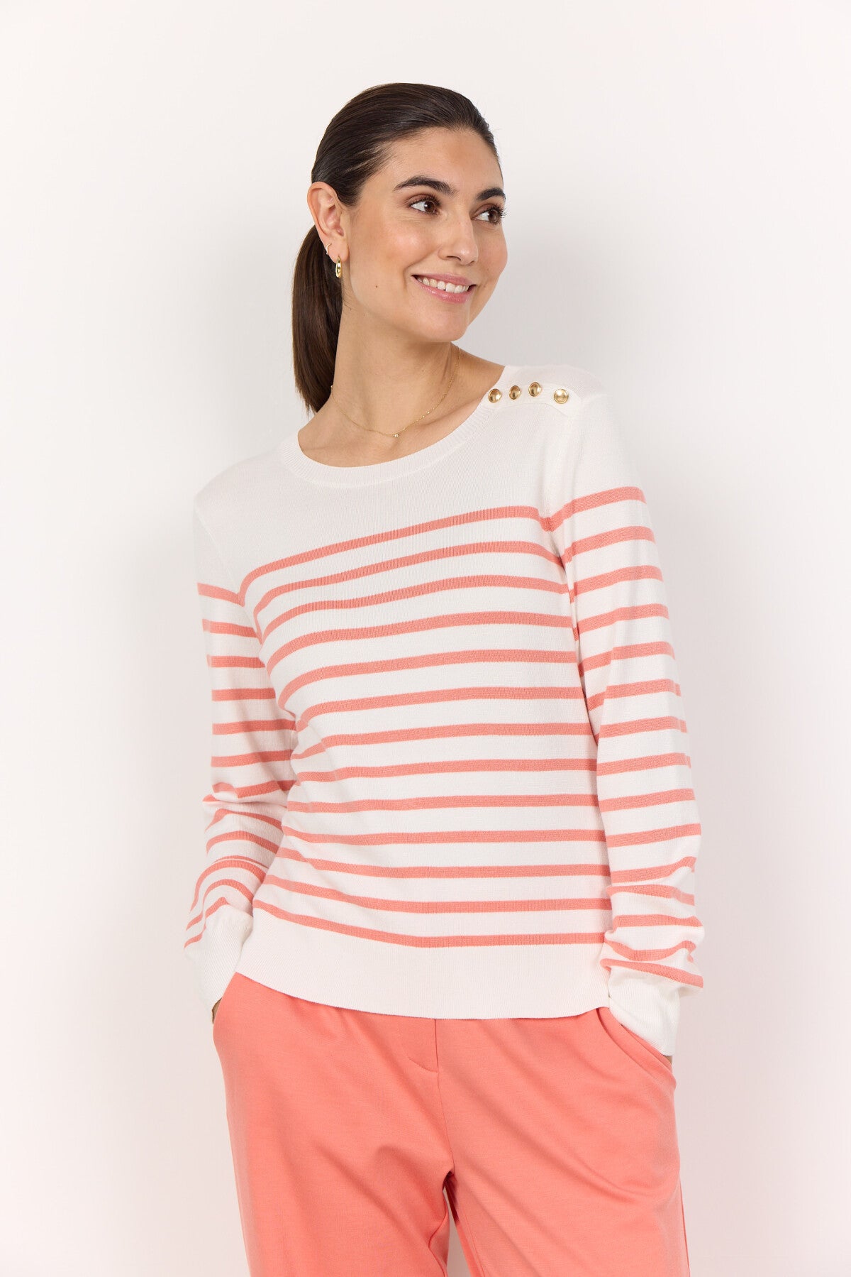 SC-DOLLIE STRIPE 783 Pullover Korall