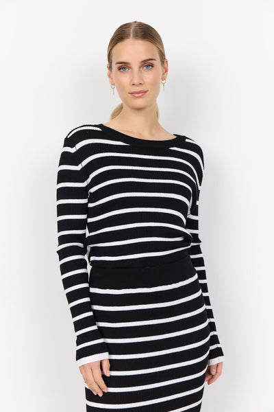 SC-DOLLIE STRIPE 777 Pullover Svart