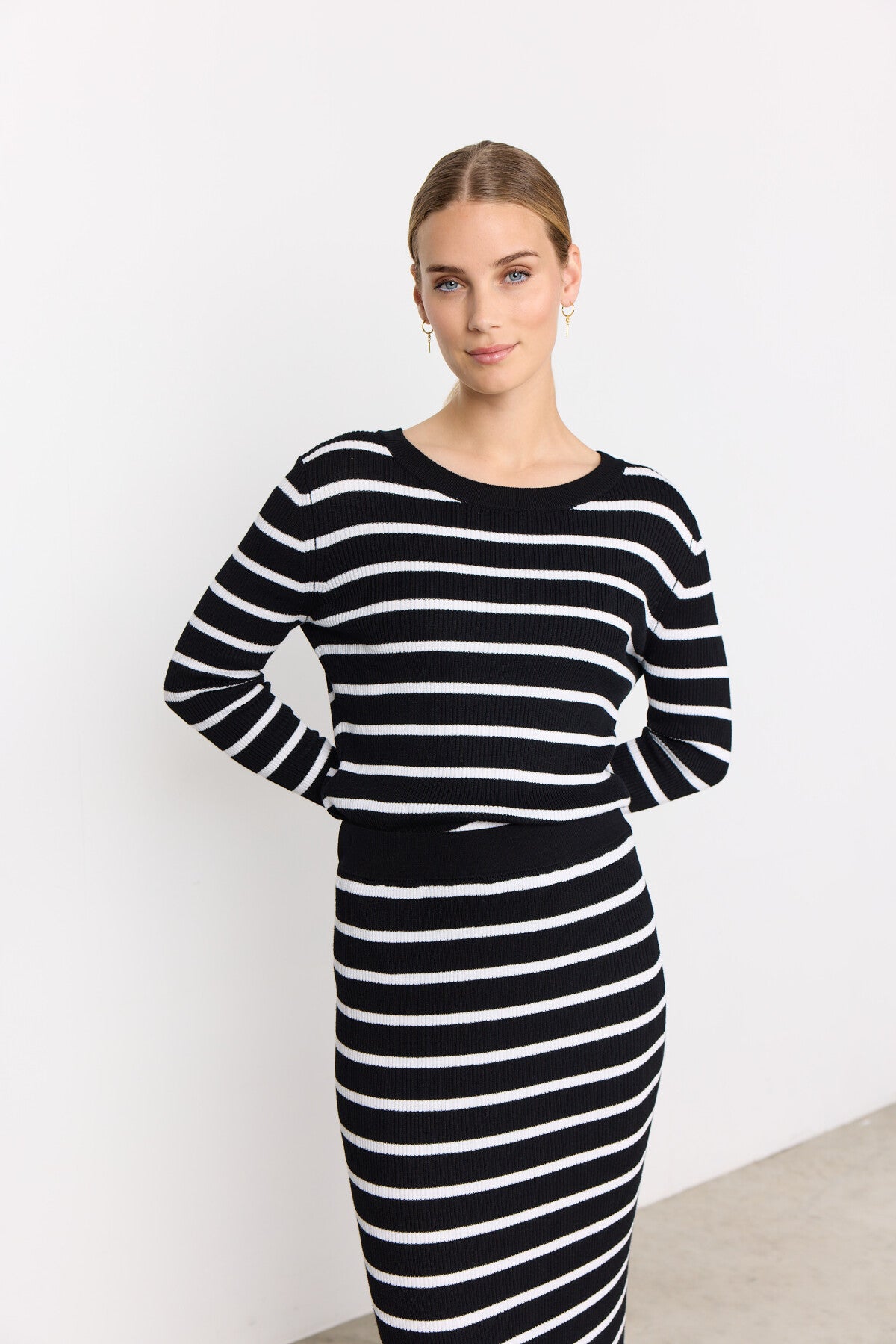 SC-DOLLIE STRIPE 777 Pullover Svart