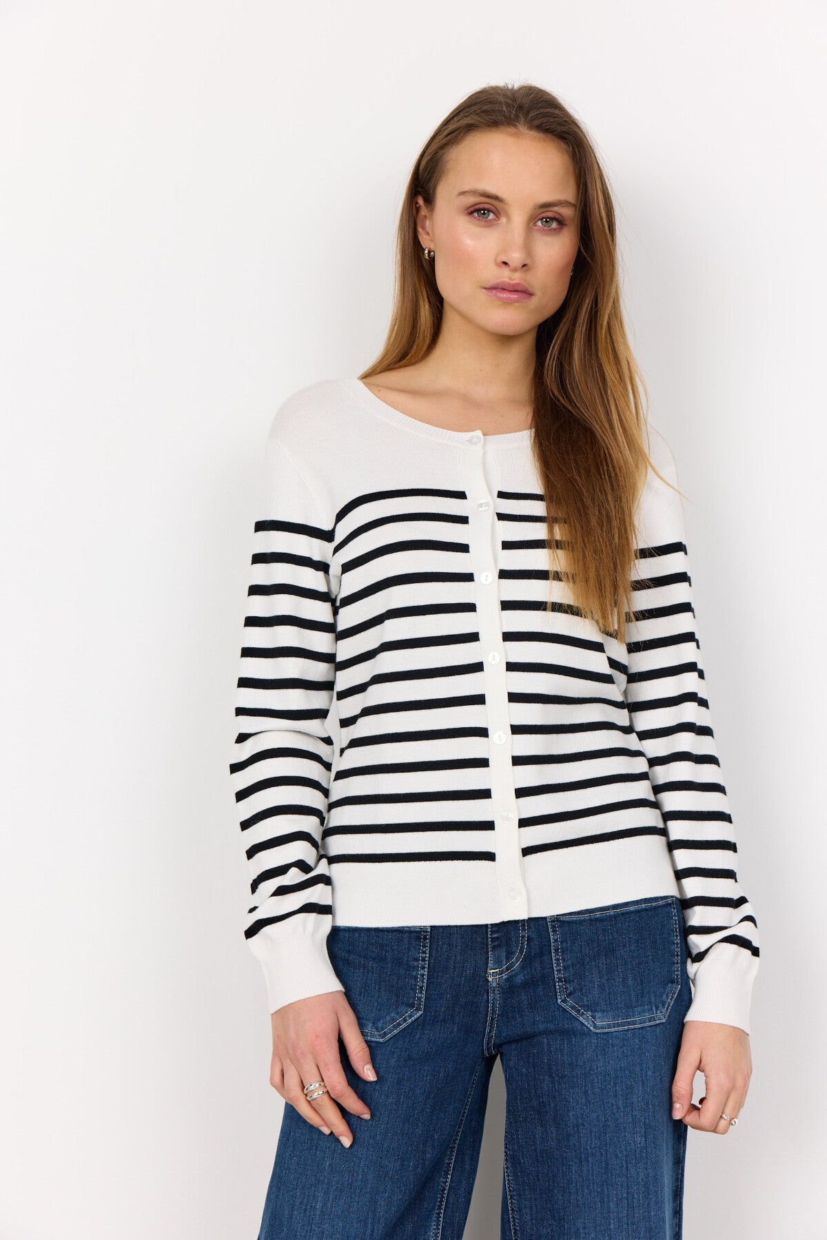 SC-DOLLIE STRIPE 784 Cardigan Svart