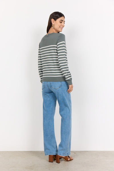 SC-DOLLIE STRIPE 784 Cardigan Dammigt grönt