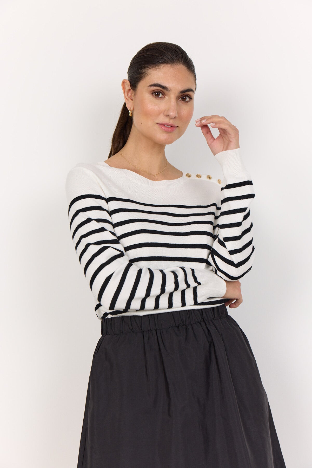 SC-DOLLIE STRIPE 783 Pullover Svart