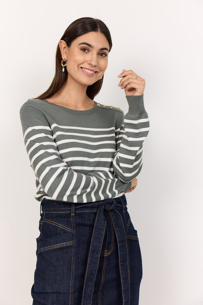 SC-DOLLIE STRIPE 783 Pullover Dammigt grönt