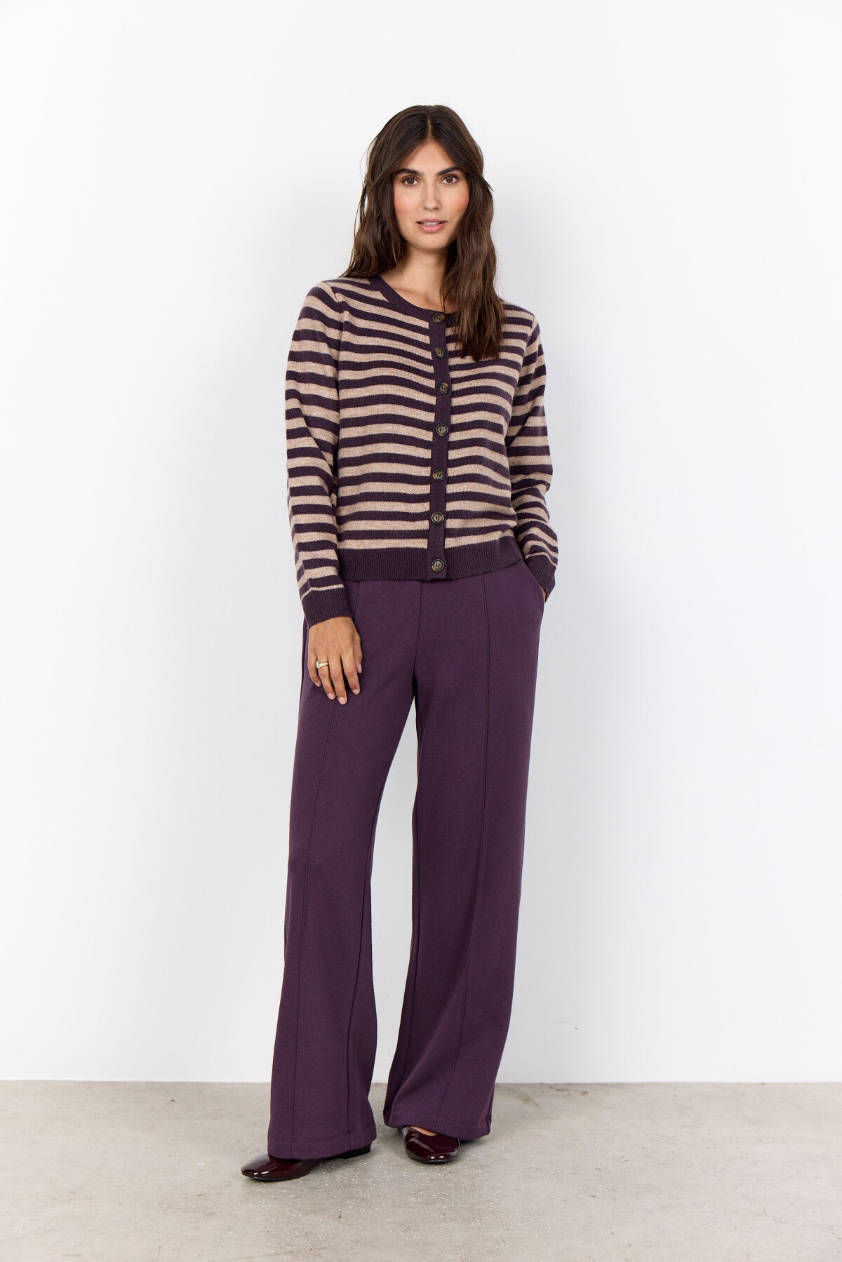 SC-ORLEAN STRIPE 13 Cardigan Lila