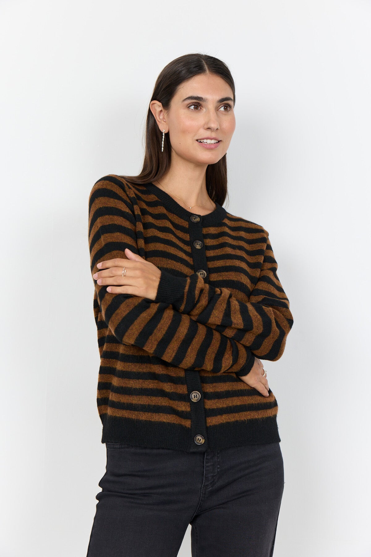 SC-ORLEAN STRIPE 13 Cardigan Svart