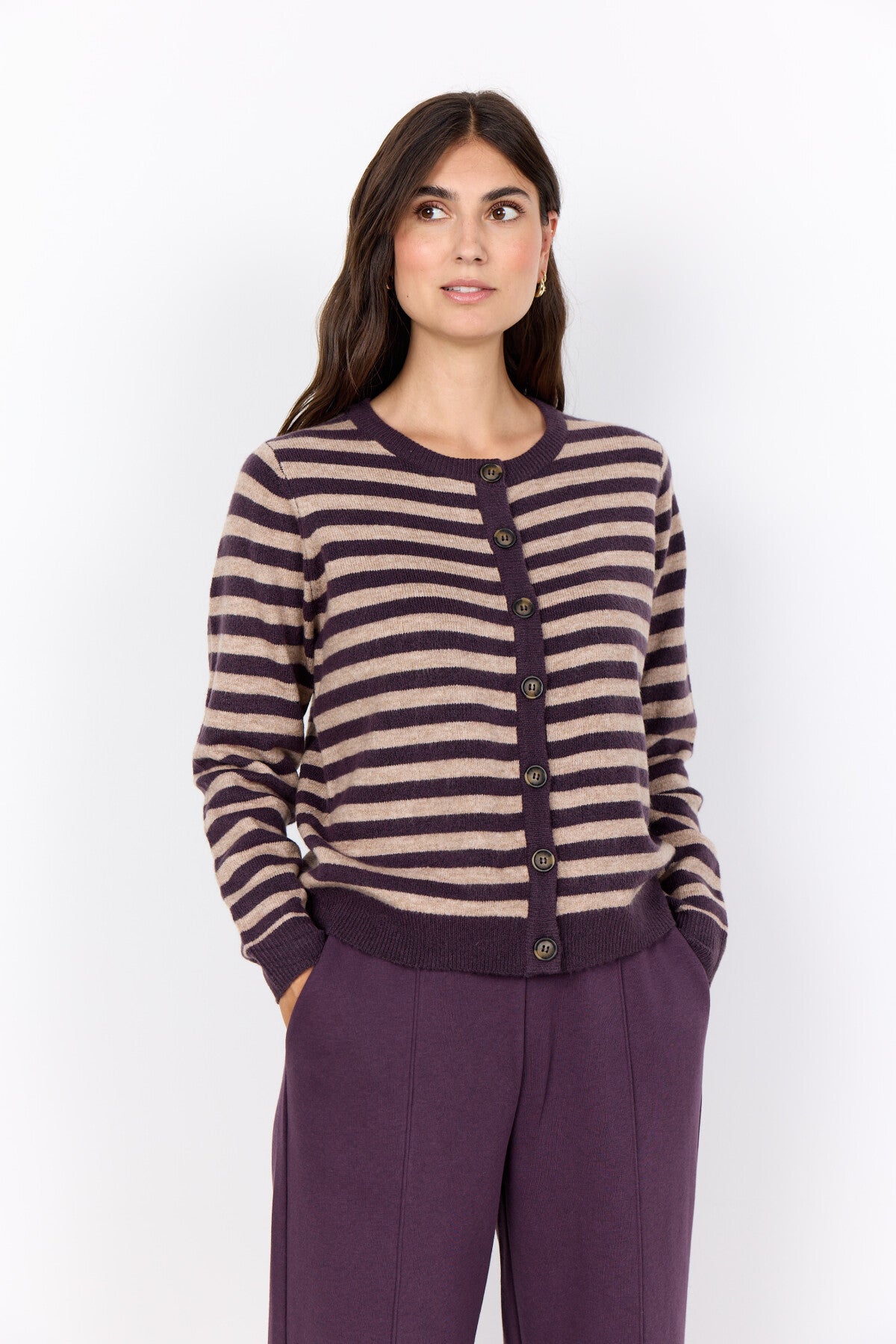 SC-ORLEAN STRIPE 13 Cardigan Lila